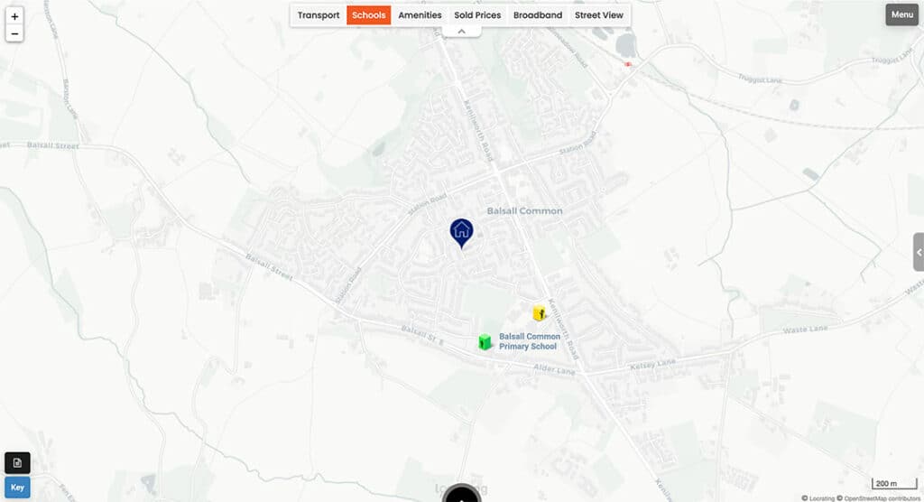 Locrating map for estate agents website design